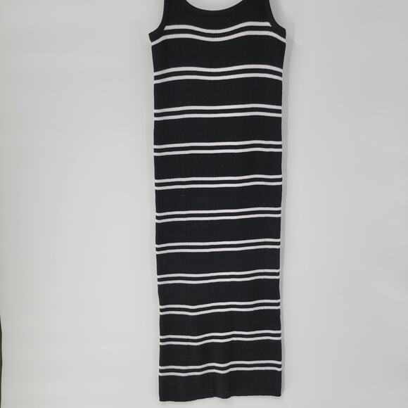 C+D+M Womens Tank Dress‎ XL Black White Ribbed Knit Pullover Spaghetti Straps - Picture 3 of 12
